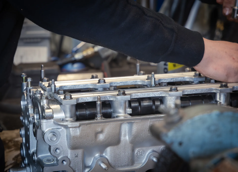 Close-up motorblok, technische expertise